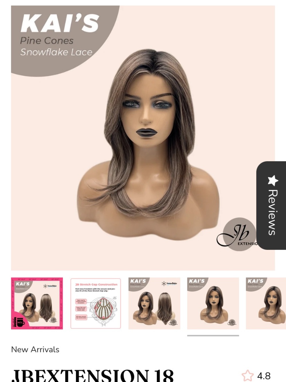 JB extention Kais Snowflake Lace Women’s Synthetic Wig Pinecones color, NWT